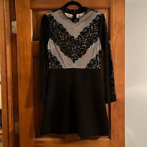 Line + Dot Black Lace high collar long sleeved dress size L